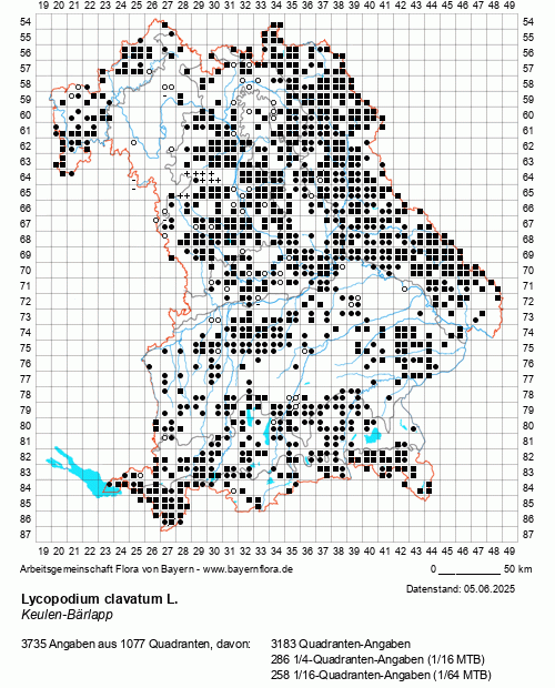 Die Verbreitungskarte zu Lycopodium clavatum L. wird geladen ...