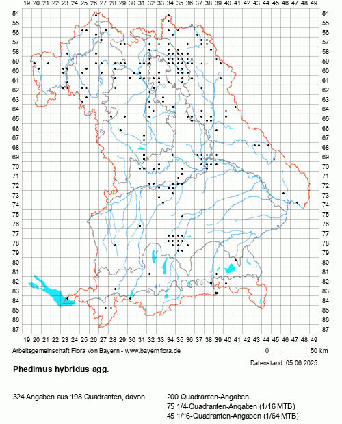 Die Verbreitungskarte zu Phedimus hybridus agg. wird geladen ...