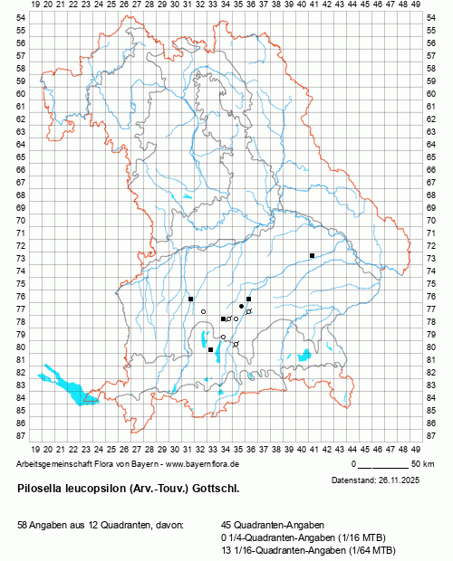 Die Verbreitungskarte zu Pilosella leucopsilon (Arv.-Touv.) Gottschl. wird geladen ...