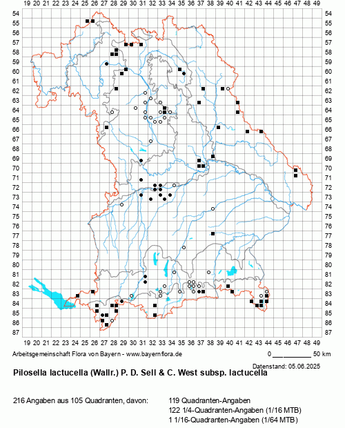 Die Verbreitungskarte zu Pilosella lactucella (Wallr.) P. D. Sell & C. West subsp. lactucella wird geladen ...