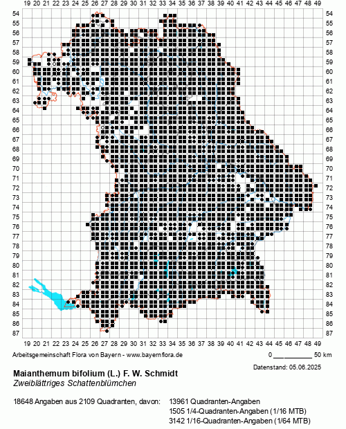 Die Verbreitungskarte zu Maianthemum bifolium (L.) F. W. Schmidt wird geladen ...