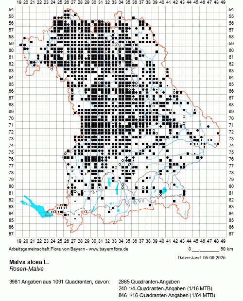Die Verbreitungskarte zu Malva alcea L. wird geladen ...