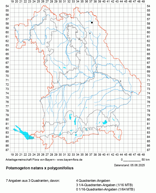 Die Verbreitungskarte zu Potamogeton natans x polygonifolius wird geladen ...