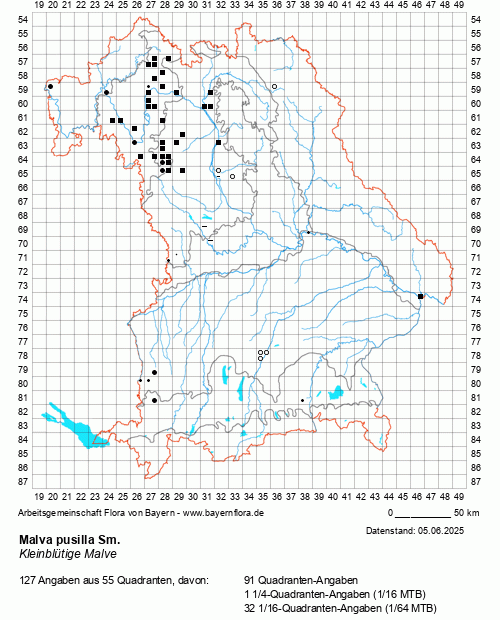 Die Verbreitungskarte zu Malva pusilla Sm. wird geladen ...