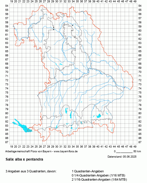 Die Verbreitungskarte zu Salix alba x pentandra wird geladen ...