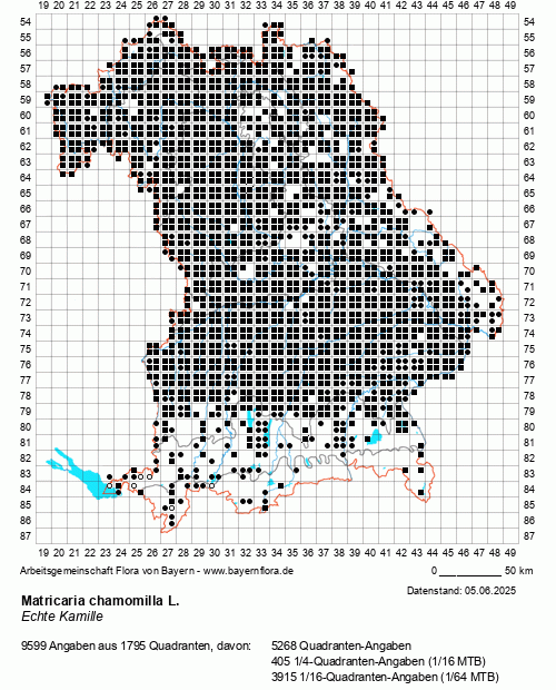 Die Verbreitungskarte zu Matricaria chamomilla L. wird geladen ...