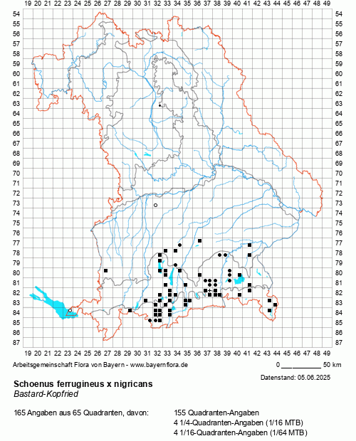 Die Verbreitungskarte zu Schoenus ferrugineus x nigricans wird geladen ...