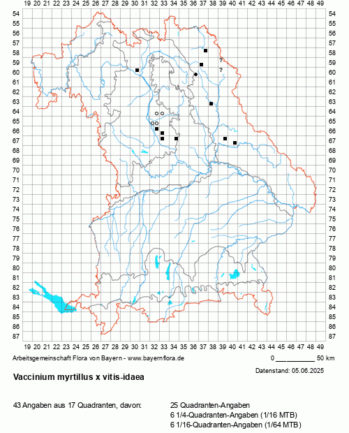 Die Verbreitungskarte zu Vaccinium myrtillus x vitis-idaea wird geladen ...