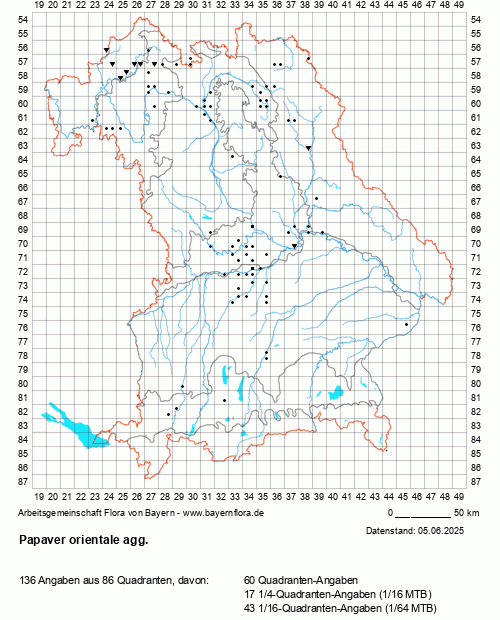 Die Verbreitungskarte zu Papaver orientale agg. wird geladen ...