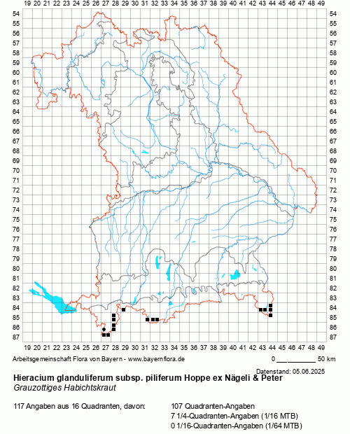 Die Verbreitungskarte zu Hieracium glanduliferum subsp. piliferum Hoppe ex Nägeli & Peter wird geladen ...