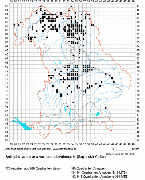 Die Verbreitungskarte zu Anthyllis vulneraria var. pseudovulneraria (Sagorski) Cullen wird geladen ...