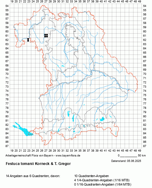 Die Verbreitungskarte zu Festuca tomanii Korneck & T. Gregor wird geladen ...