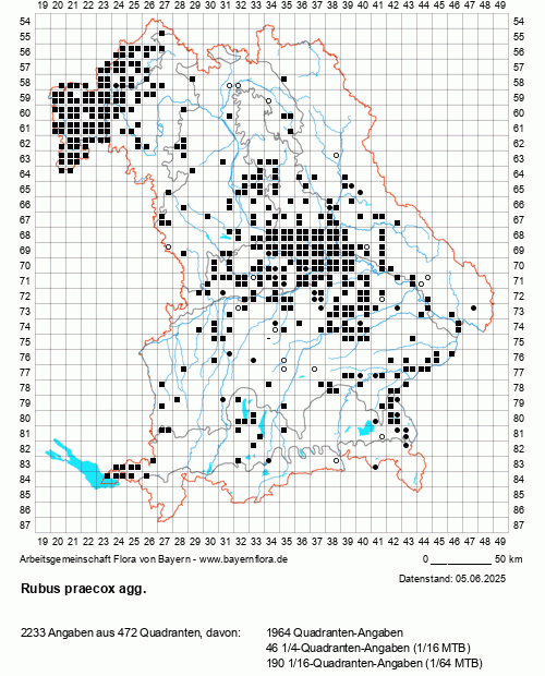 Die Verbreitungskarte zu Rubus praecox agg. wird geladen ...