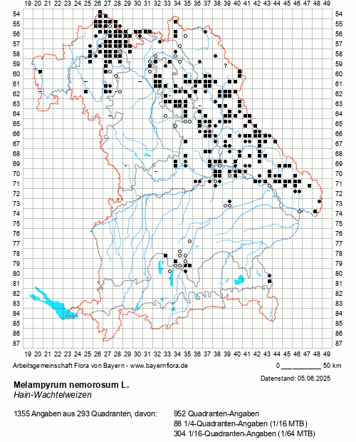 Die Verbreitungskarte zu Melampyrum nemorosum L. wird geladen ...