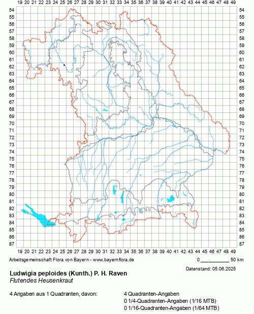 Die Verbreitungskarte zu Ludwigia peploides (Kunth.) P. H. Raven wird geladen ...