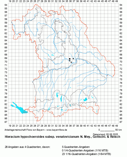 Die Verbreitungskarte zu Hieracium hypochoeroides subsp. venatovicianum N. Mey., Gottschl. & Reisch wird geladen ...