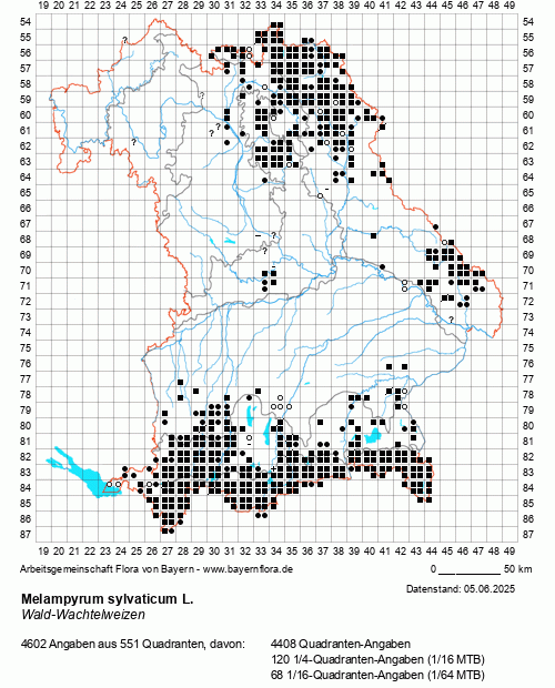 Die Verbreitungskarte zu Melampyrum sylvaticum L. wird geladen ...