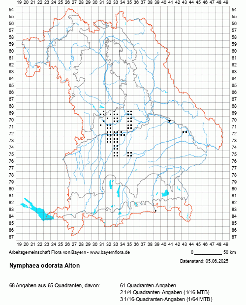 Die Verbreitungskarte zu Nymphaea odorata Aiton wird geladen ...
