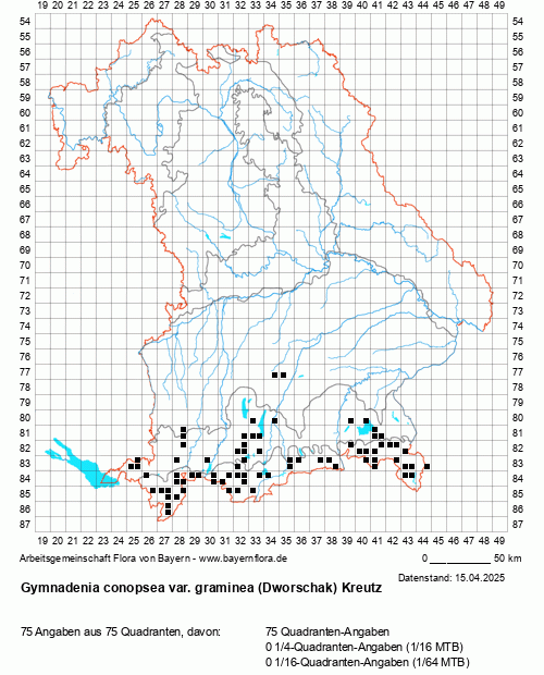 Die Verbreitungskarte zu Gymnadenia conopsea var. graminea (Dworschak) Kreutz wird geladen ...