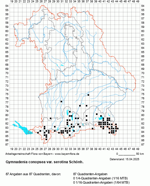 Die Verbreitungskarte zu Gymnadenia conopsea var. serotina Schönh. wird geladen ...