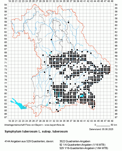 Die Verbreitungskarte zu Symphytum tuberosum L. subsp. tuberosum wird geladen ...