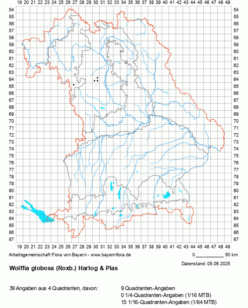 Die Verbreitungskarte zu Wolffia globosa (Roxb.) Hartog & Plas wird geladen ...