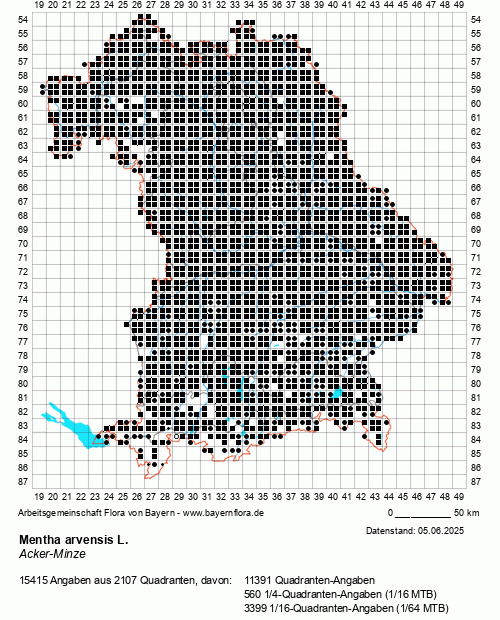 Die Verbreitungskarte zu Mentha arvensis L. wird geladen ...