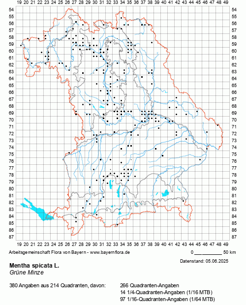 Die Verbreitungskarte zu Mentha spicata L. wird geladen ...