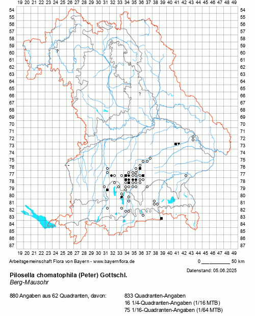 Die Verbreitungskarte zu Pilosella chomatophila (Peter) Gottschl. wird geladen ...