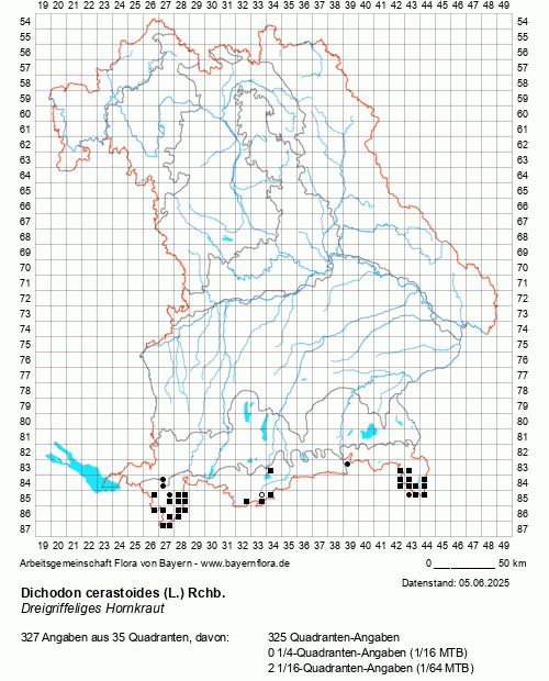 Die Verbreitungskarte zu Dichodon cerastoides (L.) Rchb. wird geladen ...