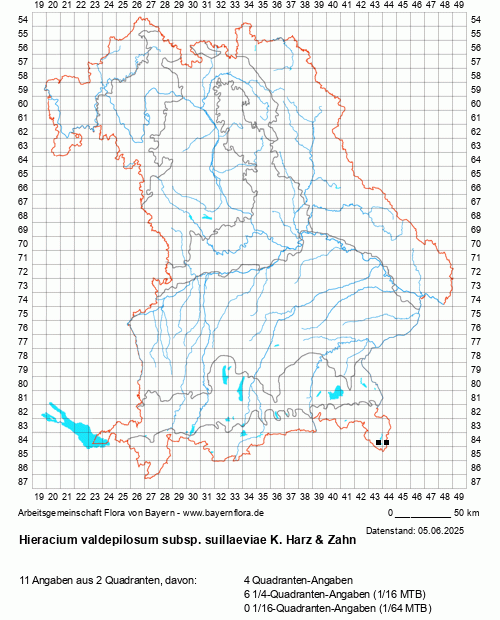Die Verbreitungskarte zu Hieracium valdepilosum subsp. suillaeviae K. Harz & Zahn wird geladen ...