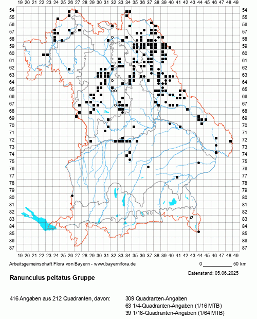 Die Verbreitungskarte zu Ranunculus peltatus Gruppe wird geladen ...