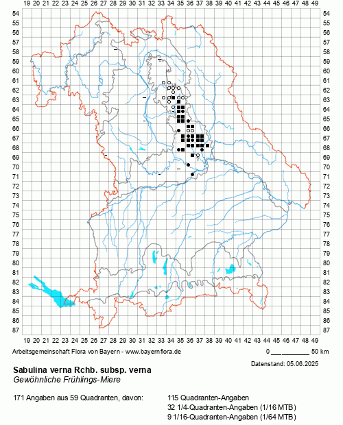 Die Verbreitungskarte zu Sabulina verna Rchb. subsp. verna wird geladen ...