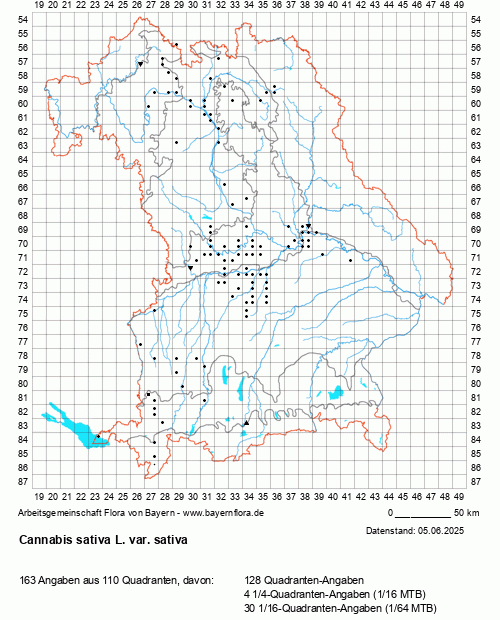 Die Verbreitungskarte zu Cannabis sativa L. var. sativa wird geladen ...