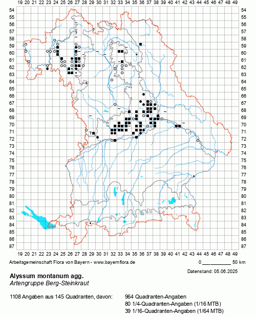 Die Verbreitungskarte zu Alyssum montanum agg. wird geladen ...