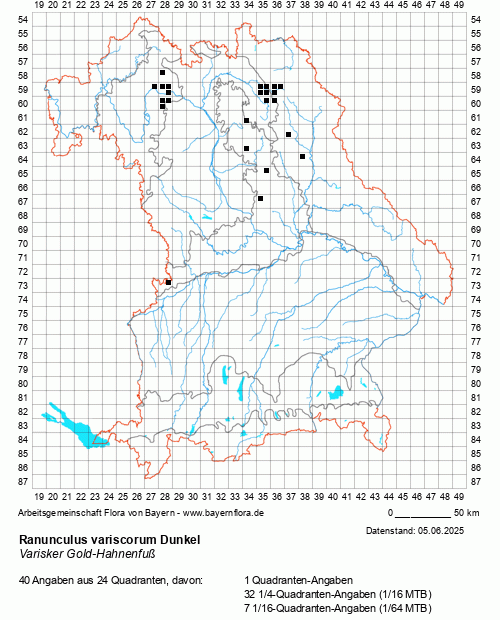 Die Verbreitungskarte zu Ranunculus variscorum Dunkel wird geladen ...