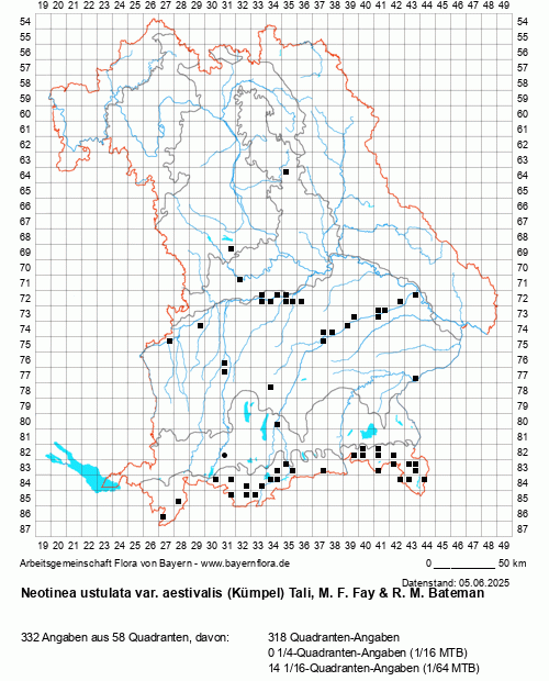 Die Verbreitungskarte zu Neotinea ustulata var. aestivalis (Kümpel) Tali, M. F. Fay & R. M. Bateman wird geladen ...