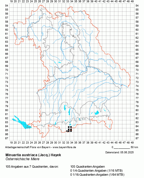 Die Verbreitungskarte zu Minuartia austriaca (Jacq.) Hayek wird geladen ...