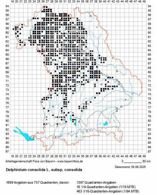 Die Verbreitungskarte zu Delphinium consolida L. subsp. consolida wird geladen ...