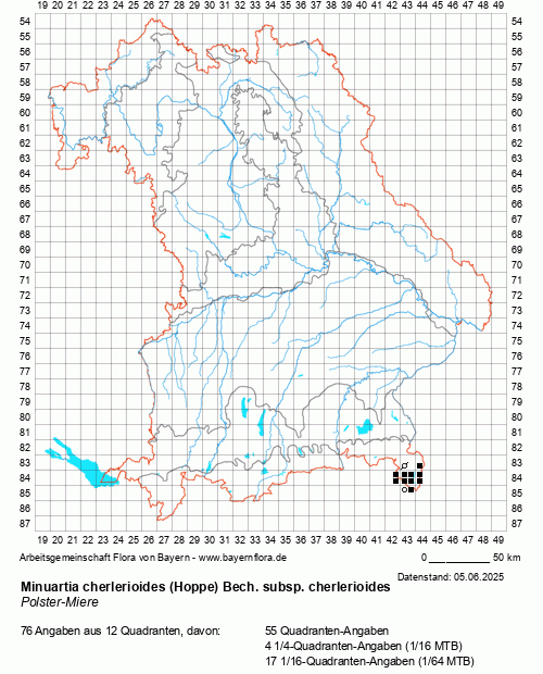 Die Verbreitungskarte zu Minuartia cherlerioides (Hoppe) Bech. subsp. cherlerioides wird geladen ...