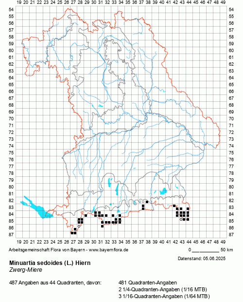 Die Verbreitungskarte zu Minuartia sedoides (L.) Hiern wird geladen ...