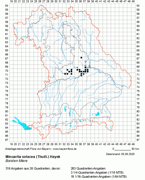 Die Verbreitungskarte zu Minuartia setacea (Thuill.) Hayek wird geladen ...