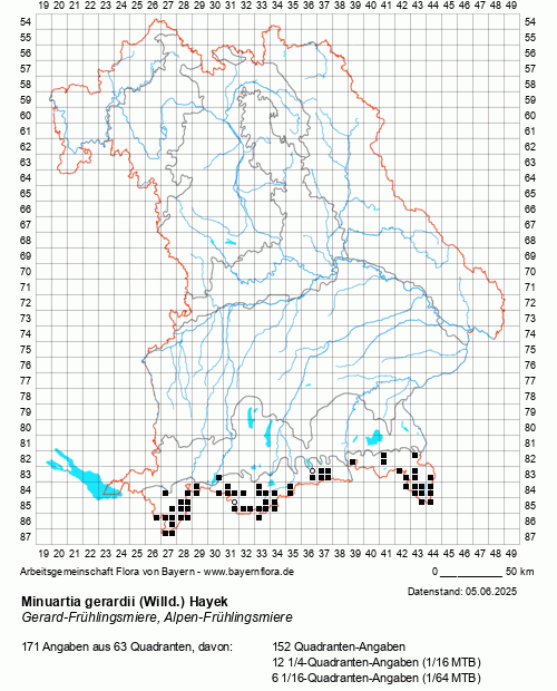 Die Verbreitungskarte zu Minuartia gerardii (Willd.) Hayek wird geladen ...