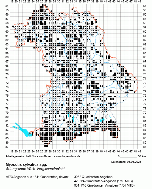 Die Verbreitungskarte zu Myosotis sylvatica agg. wird geladen ...