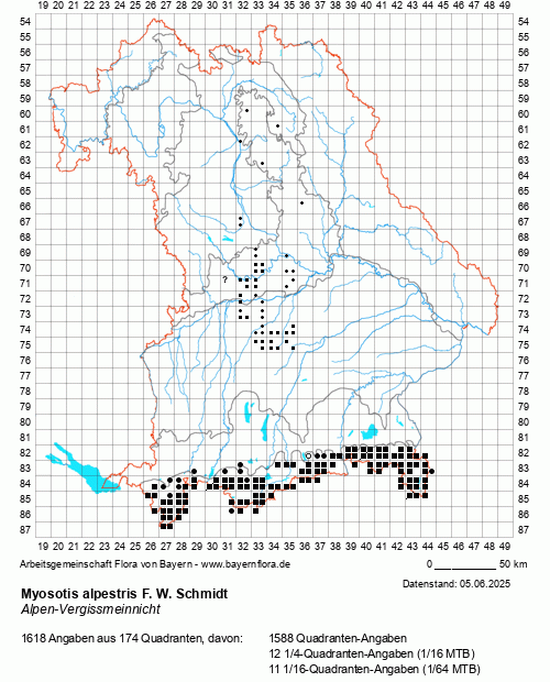 Die Verbreitungskarte zu Myosotis alpestris F. W. Schmidt wird geladen ...