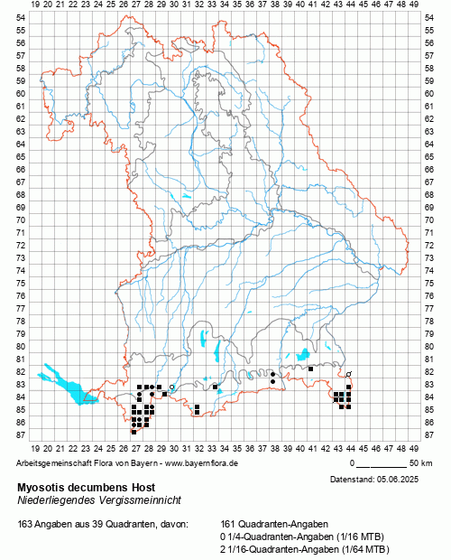 Die Verbreitungskarte zu Myosotis decumbens Host wird geladen ...