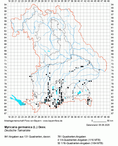 Die Verbreitungskarte zu Myricaria germanica (L.) Desv. wird geladen ...