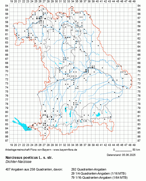 Die Verbreitungskarte zu Narcissus poeticus L. s. str. wird geladen ...