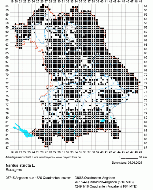 Die Verbreitungskarte zu Nardus stricta L. wird geladen ...