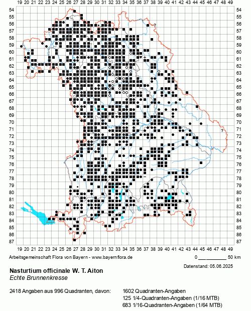 Die Verbreitungskarte zu Nasturtium officinale W. T. Aiton wird geladen ...
